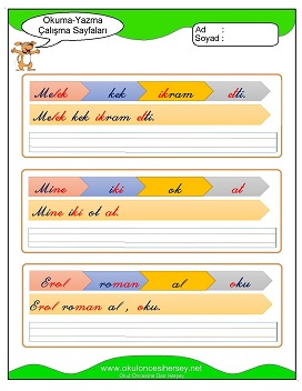 k sesi Grubu Çalışma Sayfaları